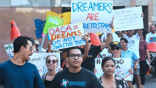 A decision is expected in coming days on whether US President Trump will end the program by his predecessor, former President Obama, on DACA which has protected some 800,000 undocumented immigrants, also known as Dreamers, since 2012. / AFP PHOTO / FREDERIC J. BROWN (Photo credit should read FREDERIC J. BROWN/AFP/Getty Images)