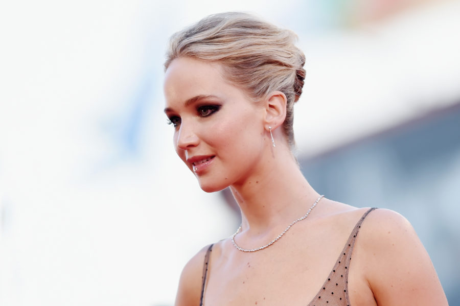 Jennifer Lawrence Wears a Sheer Dress and Gloves For London Premiere