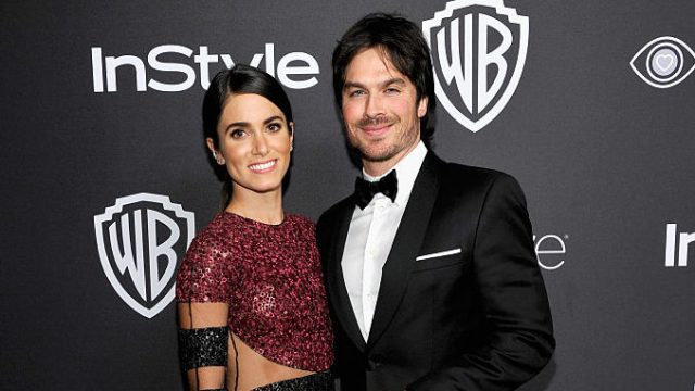 Ian Somerhalder and Nikki Reed pose on the red carpet