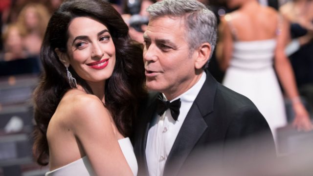 Amal Clooney and George Clooney prior to the Cesar Film Awards Ceremony at Salle Pleyel on February 24, 2017 in Paris, France