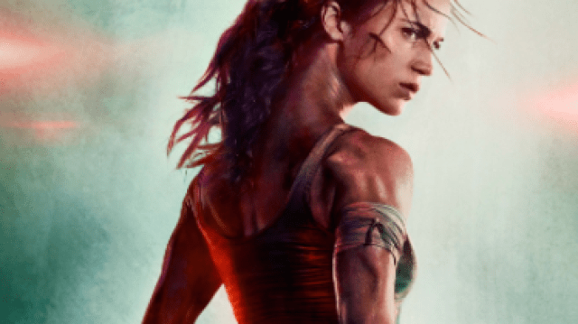 Image of Alicia Vikander on the "Tomb Raider" poster