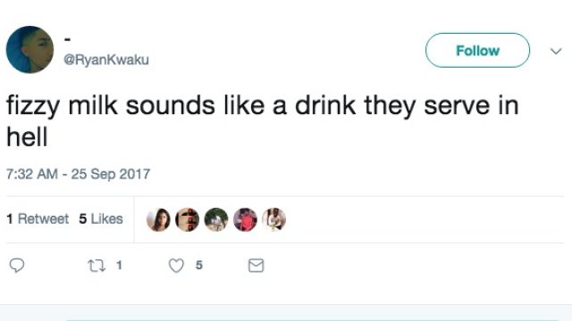 Fizzy milk tweet