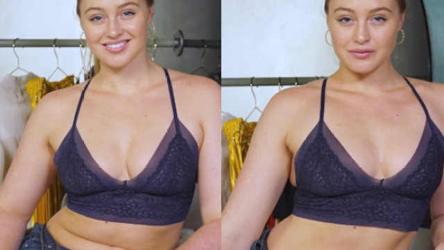 Image of Iskra Lawrence before and after Instagram pose