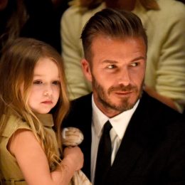 David and Harper Beckham attends the Burberry "London in Los Angeles" event at Griffith Observatory on April 16, 2015 in Los Angeles, California.