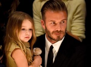 David and Harper Beckham attends the Burberry "London in Los Angeles" event at Griffith Observatory on April 16, 2015 in Los Angeles, California.
