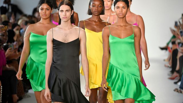 A model walks the runway at the Christian Siriano Ready to Wear Spring/Summer 2018 fashion show during New York Fashion Week on September 9, 2017 in New York City.
