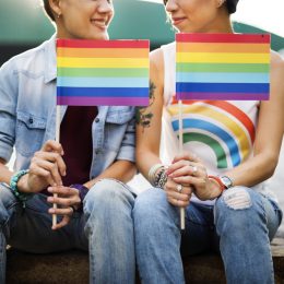 Picture of LGBTQ Couple Rainbow Flags
