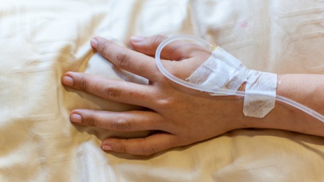 hand with IV