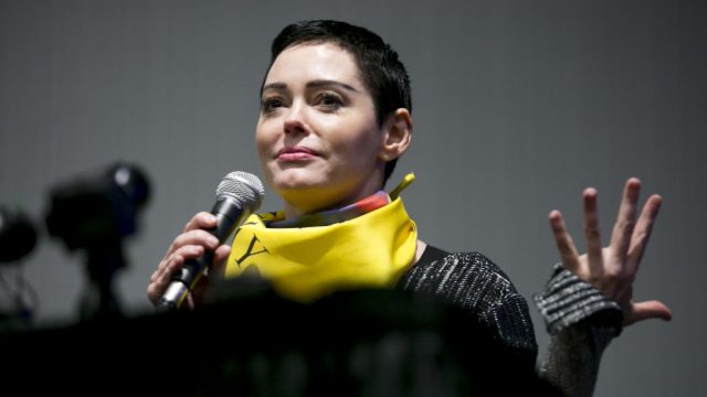 Actress Rose McGowan speaks during a workshop at the Women's Convention in Detroit, Michigan, U.S., on Friday, Oct. 27, 2017. The Women's Convention will bring together first time activists and movement leaders, rising political stars that reflect our nation's changing demographics, and thousands of women for a weekend of workshops, strategy sessions, and inspiring forums. Photographer: Anthony Lanzilote/Bloomberg via Getty Images