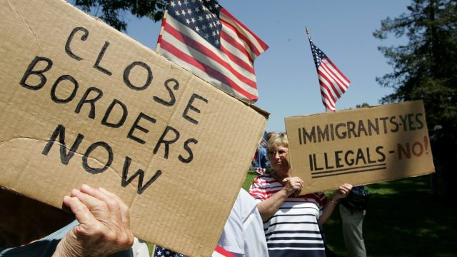 Demonstrators Protest Illegal Immigration On Cinco de Mayo