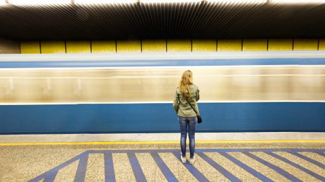 Waiting for her subway