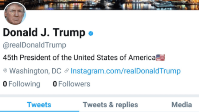 Image of Donald Trump's deactivated twitter