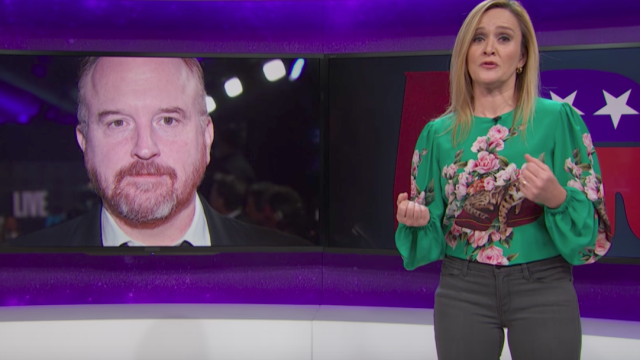Image of Samantha Bee talking about Louis C.K. on "Full Frontal"