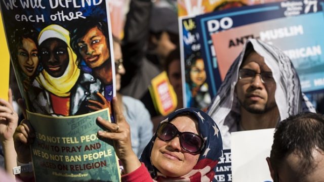 muslim woman protesting