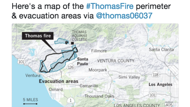 The Thomas Fire in Ventura County, California
