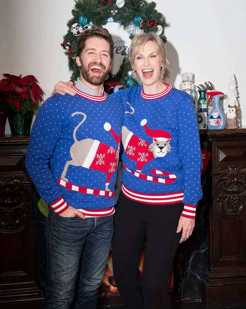 Celebrities' Christmas Sweaters and Other Outfits