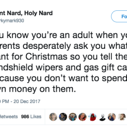 Image of "you know you're an adult when" tweet