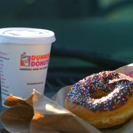 Dunkin Donuts coffee and doughnut