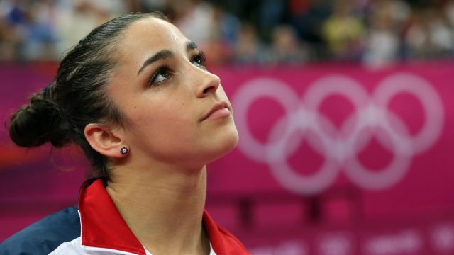 LONDON, ENGLAND - AUGUST 07: Alexandra Raisman of the United States looks on during the Artistic Gymnastics Women's Floor Exercise final on Day 11 of the London 2012 Olympic Games at North Greenwich Arena on August 7, 2012 in London, England. (Photo by Ronald Martinez/Getty Images)
