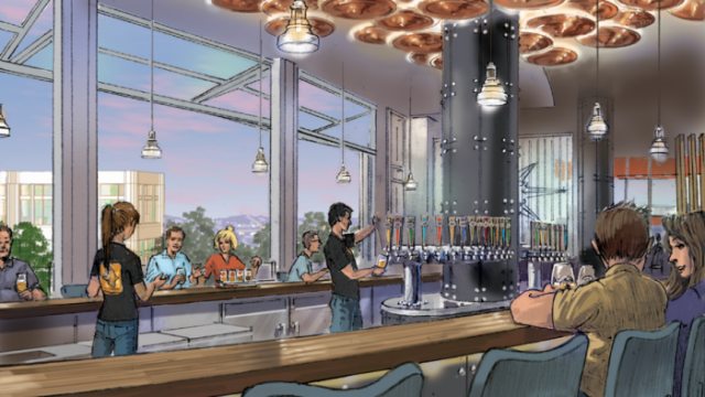 Photo of an Artist's Rendering of the Future Brewery in Downtown Disney