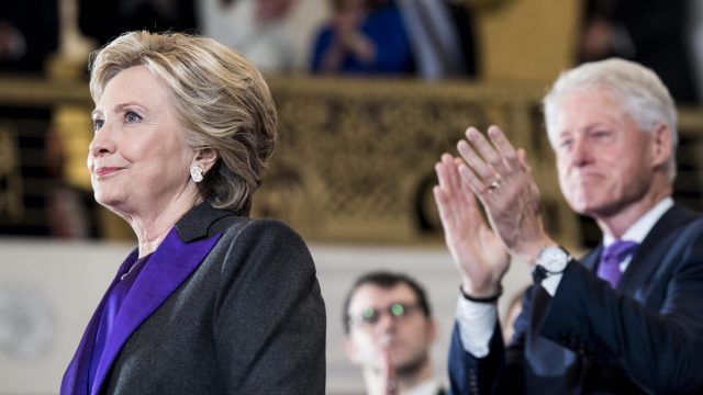 Photo of Hillary Clinton Delivering Her Concession Speech After the 2016 Presidential Election