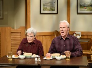 SATURDAY NIGHT LIVE -- "Will Ferrell" Episode 1737 -- Pictured: (l-r) Kate McKinnon, Will Ferrell during "Commercial Shoot" in Studio 8H on Saturday, January 27, 2018