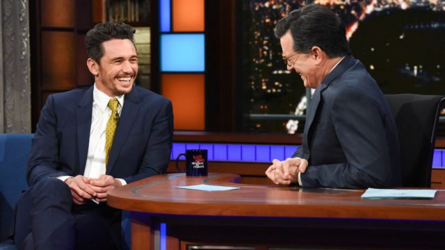 NEW YORK - JANUARY 9: The Late Show with Stephen Colbert with guest James Franco during Tuesday's January 9, 2018 show. (Photo by Scott Kowalchyk/CBS via Getty Images)