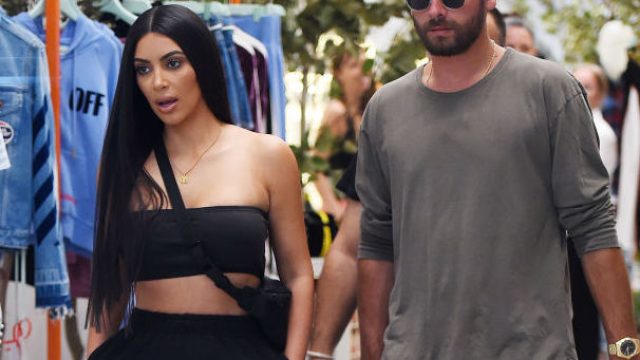 NEW YORK - AUGUST 02: Kim Kardashian and Scott Disick get lunch at Cipriani and shop at 'Off White' new store in Soho on August 02, 2017 in New York, New York.