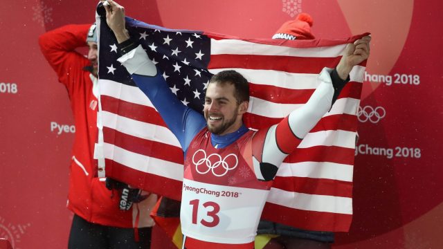 Photo of Chris Mazdzer After Winning the Silver Medal in Singles Luge