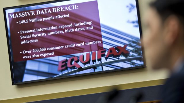 Photo of an Equifax Inc. Slide Displayed on a Monitor