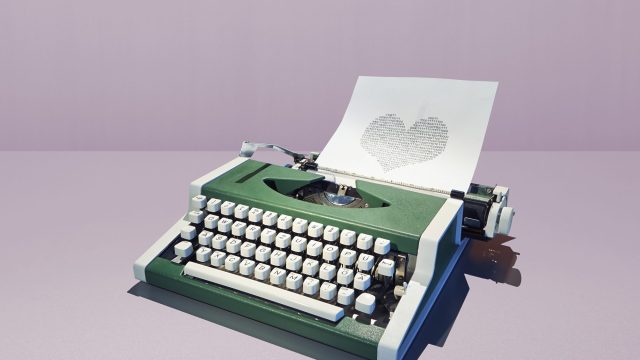 Image of typewriter with love letter