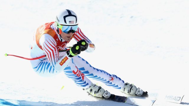 Photo of Lindsey Vonn Competing in the Alpine Skiing Ladies Super-G at the 2018 Winter Olympics