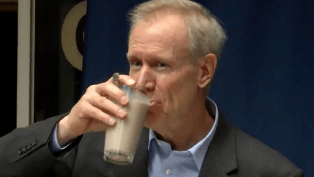 Illinois Gov. Bruce Rauner drank chocolate milk to show his support for diversity.