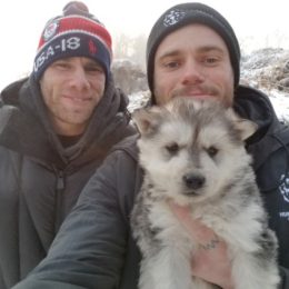 Photo of Gus Kenworthy and Matt Wilkas With Adopted Puppy from Korean Dog Farm