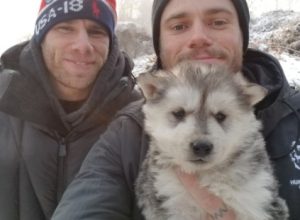 Photo of Gus Kenworthy and Matt Wilkas With Adopted Puppy from Korean Dog Farm