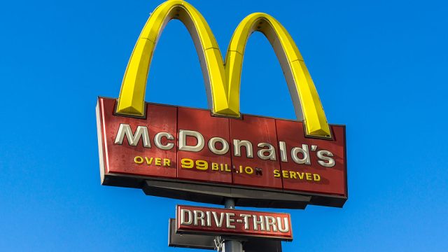 Golden Arches signage for a McDonald's restaurant