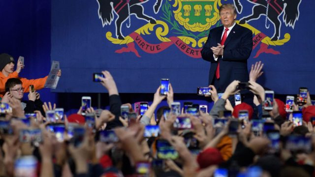 Photo of President Donald Trump Announcing Keep America Great Again Campaign Slogan