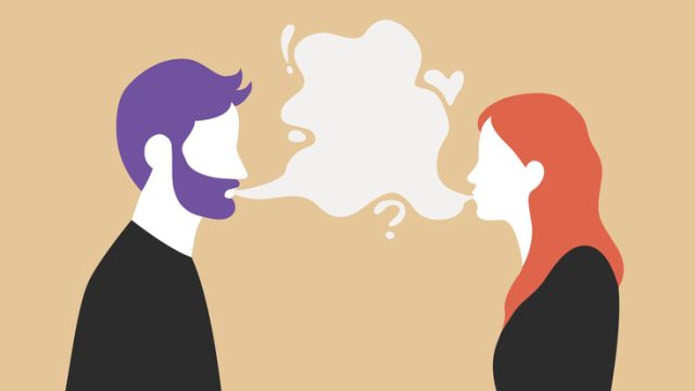 Man and woman talking
