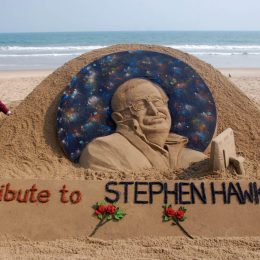 Photo of Stephen Hawking Sand Art in India