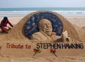 Photo of Stephen Hawking Sand Art in India