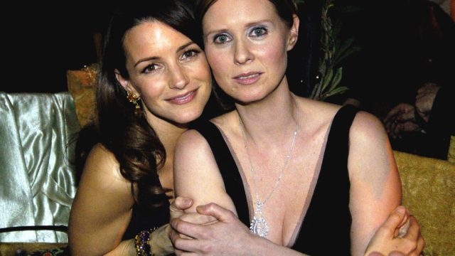 Kristin Davis and Cynthia Nixon during HBO Golden Globe Awards Party - Inside at Beverly Hills Hilton in Beverly Hills, California, United States. ***Exclusive***