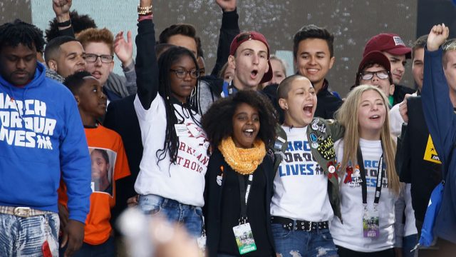 WASHINGTON, DC - MARCH 24: Emma Gonzalez (C) attends the March For Our Lives on March 24, 2018 in Washington, DC.