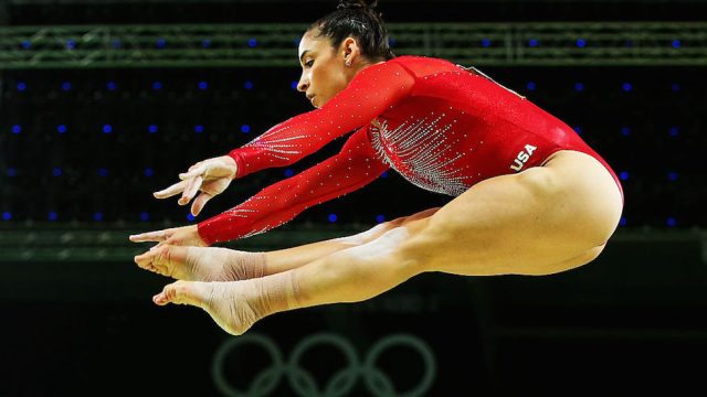 Alexandra Raisman of the United States competes on the balance beam during the Women's Individual All Around Final on Day 6 of the 2016 Rio Olympics at Rio Olympic Arena on August 11, 2016 in Rio de Janeiro, Brazil.
