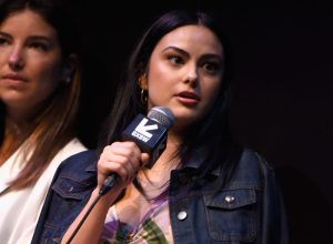 AUSTIN, TX - MARCH 11: Actor Camila Mendes speaks onstage at the premiere of "The New Romantic" during SXSW at Stateside Theater on March 11, 2018 in Austin, Texas.