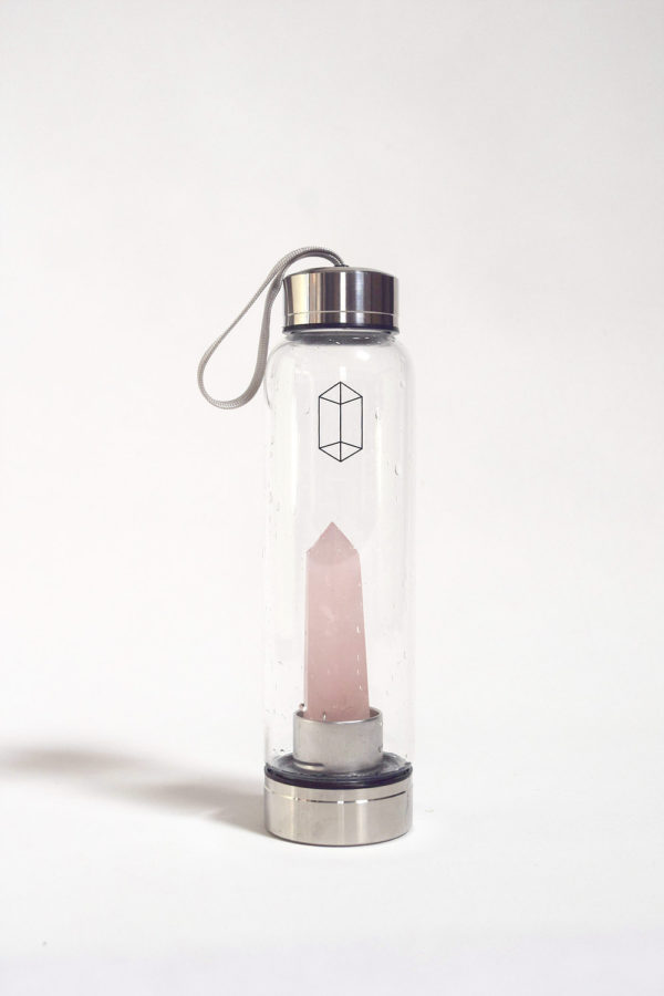 Testing the Glacce Bottle With a Big Chunk of Rose Quartz in the