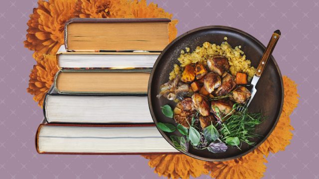 Books and foods illustration