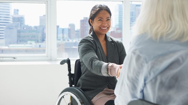 Disabled woman at work
