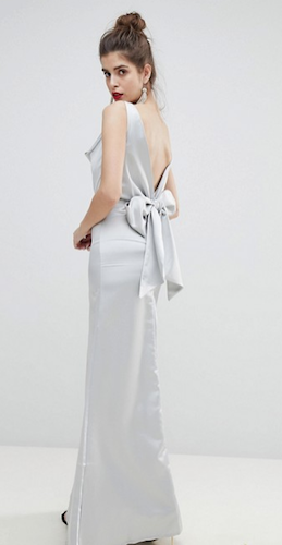 Sateen bow back on sale maxi bridesmaid dress