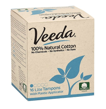 Veeda GMO-Free 100% Natural Cotton Applicator-Free Super Tampons