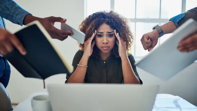 Woman stressed at her job